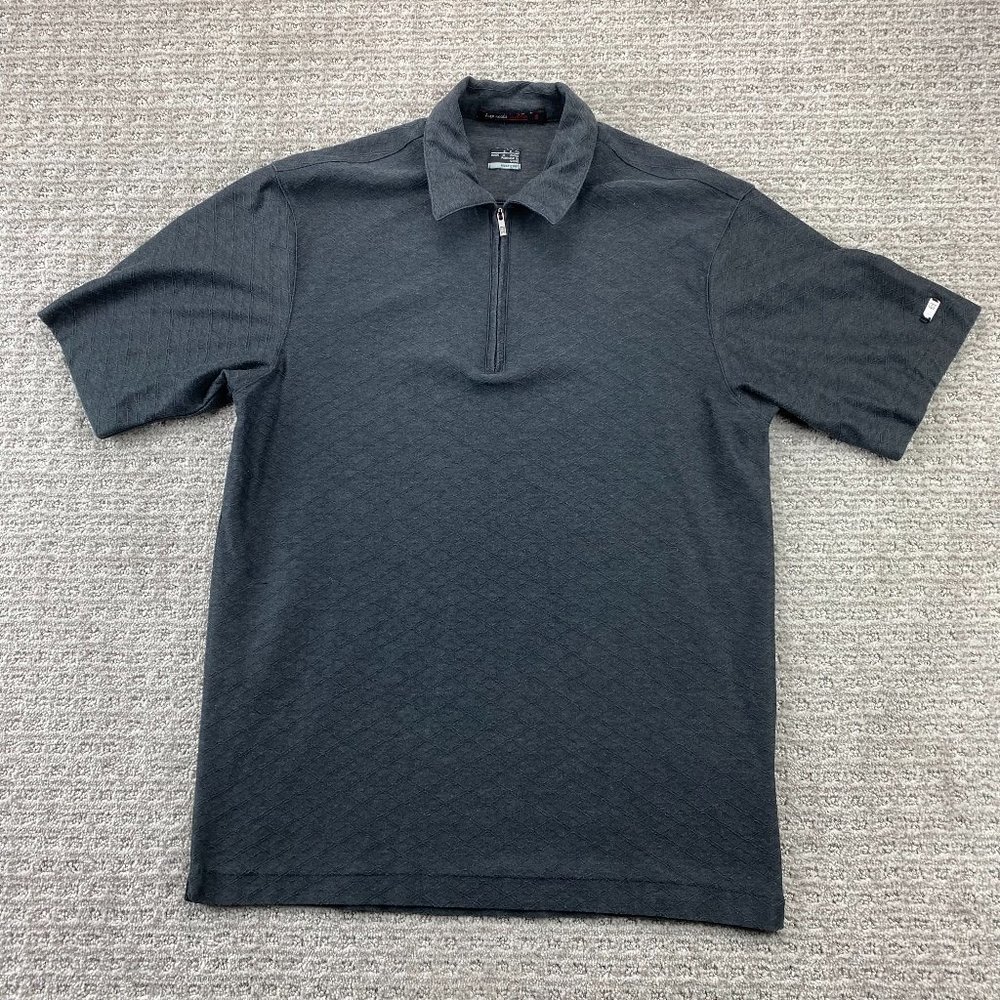 Tiger Woods Collection Golf Shirt Men Small S Dark Gray 1/4 Zip Nike Fit-Dry